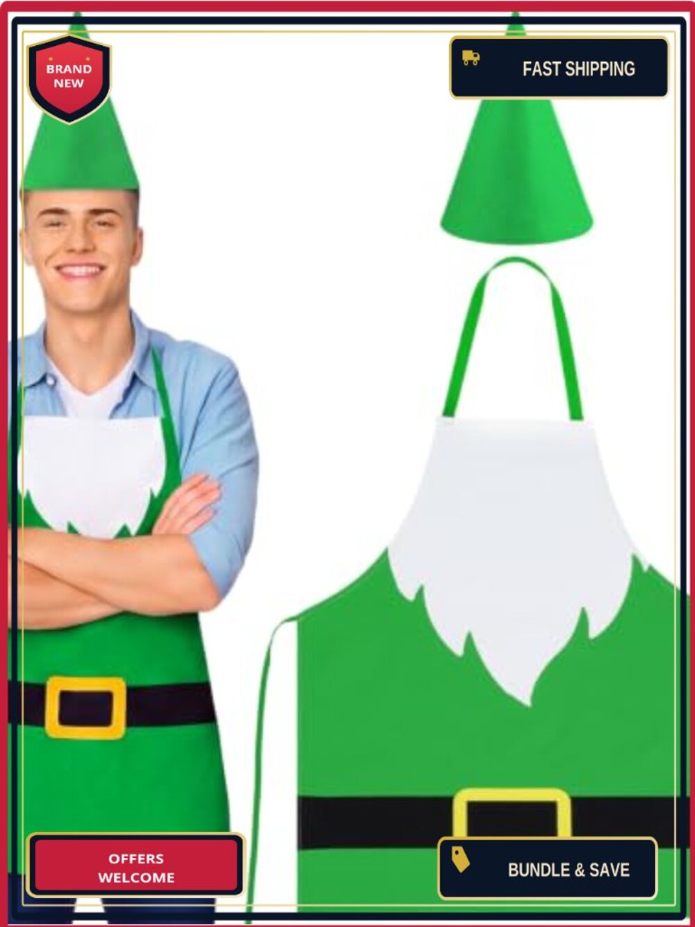 Adult Halloween Gnome Costume Set Felt Hat Cotton Apron Dress Up